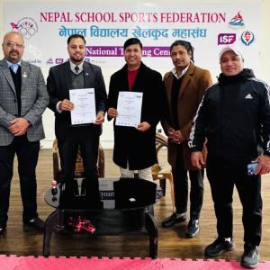 MoU between Nepal School Sports Federation and Kasthamandap Television Gold